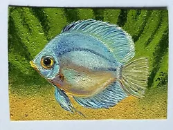 Buy ACEO Original Painting Ukraine Blue Fish Art Trading Card ATC V.Vlasillik • 41.34£
