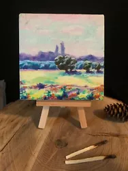 Buy Ukrainian Original Miniature Oil Painting On Easel  The Pink Clouds  4  X 4  • 37.20£