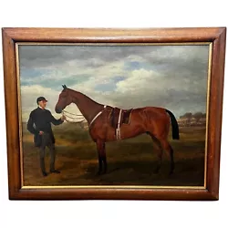 Buy British Oil Painting Victorian Equine Bay Hunter Horse With Groom At French Fair • 15,000£