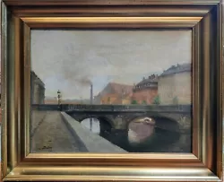 Buy Otto Olsen (1886-?): CITY BRIDGE - Original Oil Painting • 238.20£