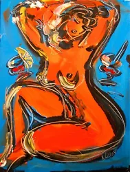 Buy RED NUDE Abstract Pop Art Painting Original Oil  Canvas Gallery  F8R8 • 105.06£