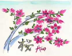 Buy Sakura! - Original Wall Art Handmade Watercolor Mixed Media Painting 16x20in • 235.86£