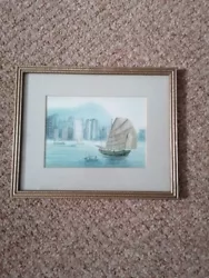 Buy Fine Art Watercolour,artist Paul Lam,junk Boat Detailed City Scene • 5£