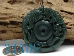 Buy Natural Nephrite Jade Fish & Bat Pendant / Chinese Charm • 8.26£