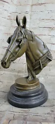 Buy 100% Solid Bronze Arab Stallion Horse Head Bust Sculpture Ornament Figurine Deal • 244.17£