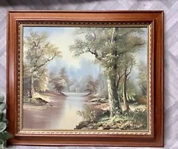 Buy Oil Painting On Canvas By Irene Cafieri. River, Trees, Country Landscape Vintage • 43£