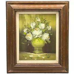 Buy Vintage Original Oil Painting Canvas White Roses Still Life Signed Lannon 8X10 • 56.88£
