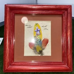 Buy Signed Art On Feather Of Red Macaw Of Guarianthe Skinneri Matted Sealed Ana S. • 24.80£