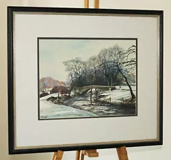 Buy K WOOD (20th Century) Watercolour Painting Packhorse Bridge In Winter Landscape • 125£
