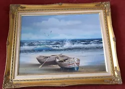 Buy Framed Original Oil On Canvas Seascape With Boats Signed DAVID.  • 250£