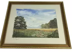 Buy Original Watercolor Painting Poppy Field Signed B Smith 1991 Style Monet 22x18  • 39.99£