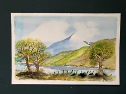 Buy Vintage Unframed Mountain Landscape Watercolour Painting, Signed. • 1.99£