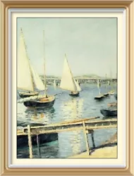 Buy Vintage Famous Painting Art Print Caillebotte Seascape SAILING BOATS ARGENTEUIL • 1.25£