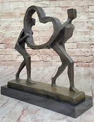 Buy Unique Bronze Figurine: Romantic Couple With Heart Francisci Sculpture Decor NR • 370.60£