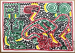 Buy ❤️ Keith Haring - Pop Art - Original Drawing - Post Card Design  (I-III) • 145£