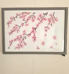 Buy Original Acrylic Painting Signed Framed A4 Size Cherry Blossom Pink Flowers • 95£