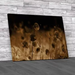 Buy Vibrant Abstract  Poppies Painting Floral  Sepia Canvas Print Large Picture • 59.95£
