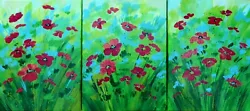 Buy Poppy Trio : Original Paintings, Poppies, Flowers, Garden, Bright, Triptych, Art • 95£