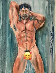 Buy Original Gay Male Interest Art Oil Painting By Daniel W Green Nude Man Shower • 237.67£