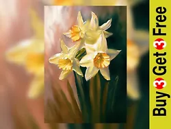 Buy Elegant Daffodil Oil Painting Print, Spring Bloom Art, Matte Paper 5  X 7  • 4.99£