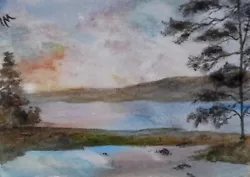 Buy ACEO Original Painting Art Landscape Mountains Trees Lake Hills Watercolour • 5.50£