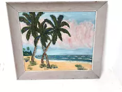 Buy Oil On Canvass, Beach Scene, Old Florida Style, Nice Vintage Painting • 70.28£