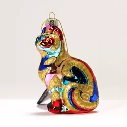 Buy Christmas Decoration ! Multicolored Glass Cat, Barcino Collection, Height 10 Cm • 14.70£