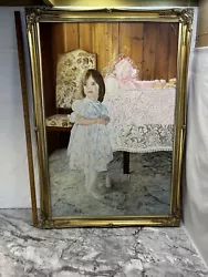 Buy Original Vintage Painting Portrait Of A Girl In Gold Frame 38” Tall Free Postage • 99.99£