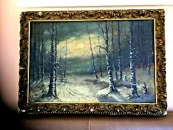 Buy Antique 1935 Russian Painted Playwood Painting Winter Forest By V.pantelaimonov • 3,149.98£