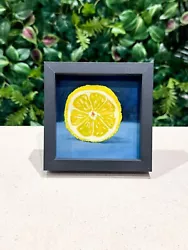 Buy Lemon Oil Painting- Original Bright Fruit Art Deep FRAMED Realism Citrus Slice • 50£