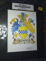 Buy Mounted Hand Drawn Stewart Family Crest 8x10  Pencil Watercolor Painting • 6.50£
