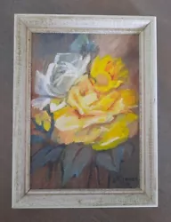 Buy VTG 70s Signed L.T. Jones '71 Original Art Framed Painting Flowers 6  X 8  • 25.09£
