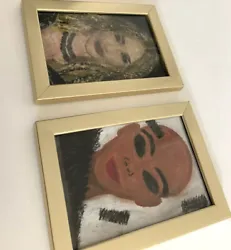 Buy 2 Framed Oil Pastels Portrait Paintings On Papers, Female Portrait 17x12cm • 7£