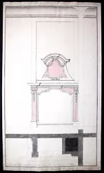 Buy 18th Century Design Fireplace Fireplace Overmantle Drawing Drawing German School • 650.07£