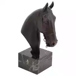 Buy European Cast Bronze Horse Head Bust Marble Base • 379.16£