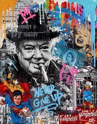 Buy Yuvi - Never Give Up Winston Churchill - Original Mixed Media • 4,500£