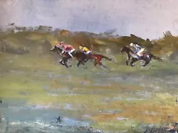 Buy Contemporary Framed Oil Painting Horse Racing 'The Last Furlong'. D Bessford • 79£