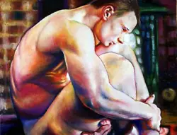Buy ORIGINAL GENNADIY IVANOV  By The Fireplace  Male Nude  Cult Vogue Oil PAINTING • 2,000£