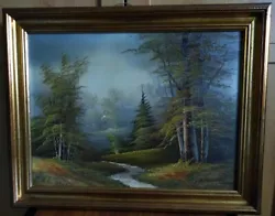 Buy R. Scott - Country Forest Stream Landscape Scene Oil Painting (Signed By Artist) • 50£