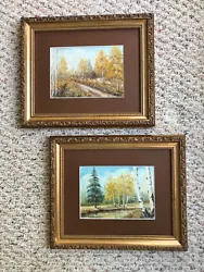 Buy Pair (2) VTG 1971 5x7 / 8 X10  Original Oil Paintings & Frames; Landscape,Trees • 41.74£