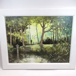 Buy Original Oil Painting Of Woodland & Pond In Wooden Frame 19x15  Art Wall Hanging • 49.99£