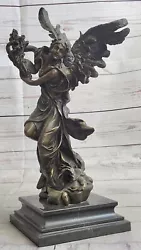 Buy Genuine Bronze Sculpture Of Harvest Female Angel, Greek Mythology Statue Sale • 127.75£