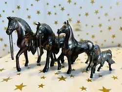 Buy Set Of Vintage Hollow Cast Metal Horse W/ Saddle Figure Bronze Finish X 4 - 4.5  • 4.99£
