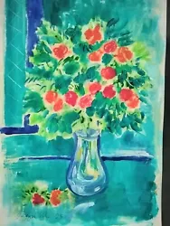 Buy Signed Original Painting Flowers Drawing Colour Inspired Marc Chagall Matisse • 35£