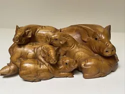 Buy Vintage Pig Family Carving Sculpture Piglet Sow Wood Masterful 13 Inches Mystery • 852.51£
