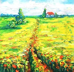 Buy Abstract Landscape Original Oil Painting. Without Frame.15х15 Cm • 31.48£