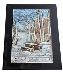 Buy Mark Leary Art Watercolour Painting Snowy Icy Lake Thawing • 75£
