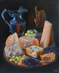Buy Still Life With Cheeses Original OIL Painting OBK ART 20% OFF Kitchen Wall Decor • 104£