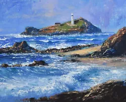 Buy Richard Blowey Original Oil Painting Godrevy Lighthouse St Ives Cornish Seascape • 169£