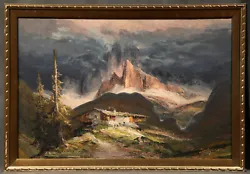 Buy Mountain Landscape With House On Hills, Signed And Dated 1968 • 1,574.99£